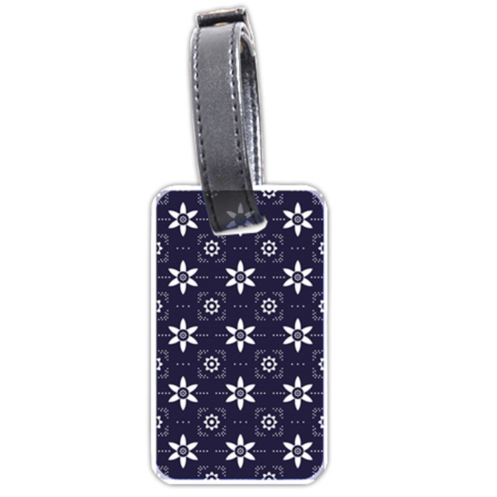 White Blue Floral Pattern Luggage Tag (one side)