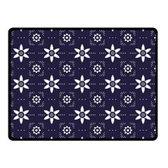 White Blue Floral Pattern Double Sided Fleece Blanket (small)  by designsbymallika