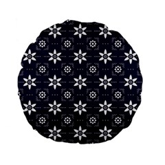 White Blue Floral Pattern Standard 15  Premium Flano Round Cushions by designsbymallika