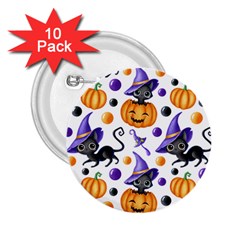 Halloween Cat Pattern 2 25  Buttons (10 Pack)  by designsbymallika