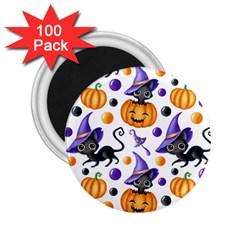 Halloween Cat Pattern 2 25  Magnets (100 Pack)  by designsbymallika