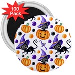 Halloween Cat Pattern 3  Magnets (100 pack) Front