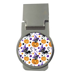 Halloween Cat Pattern Money Clips (round)  by designsbymallika