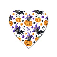 Halloween Cat Pattern Heart Magnet by designsbymallika