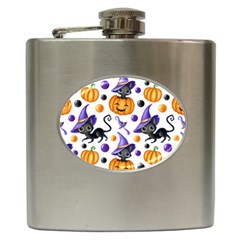 Halloween Cat Pattern Hip Flask (6 Oz) by designsbymallika