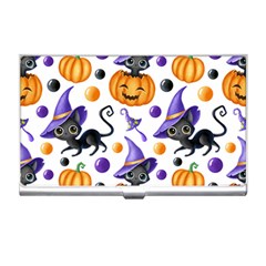 Halloween Cat Pattern Business Card Holder by designsbymallika