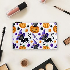 Halloween Cat Pattern Cosmetic Bag (small) by designsbymallika