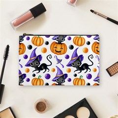 Halloween Cat Pattern Cosmetic Bag (medium) by designsbymallika