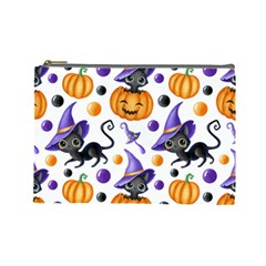 Halloween Cat Pattern Cosmetic Bag (large) by designsbymallika