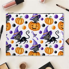 Halloween Cat Pattern Cosmetic Bag (xl) by designsbymallika