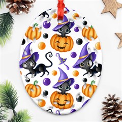 Halloween Cat Pattern Ornament (oval Filigree)