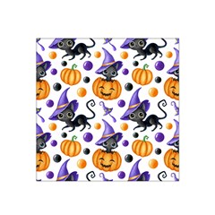 Halloween Cat Pattern Satin Bandana Scarf 22  X 22  by designsbymallika