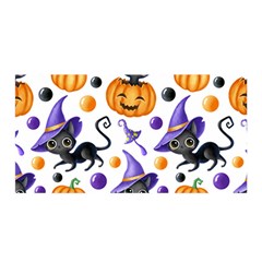 Halloween Cat Pattern Satin Wrap 35  X 70  by designsbymallika