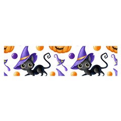 Halloween Cat Pattern Oblong Satin Scarf (16  X 60 ) by designsbymallika