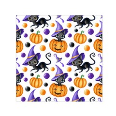 Halloween Cat Pattern Square Satin Scarf (30  X 30 ) by designsbymallika