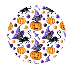 Halloween Cat Pattern Mini Round Pill Box by designsbymallika