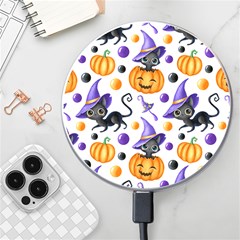 Halloween Cat Pattern Wireless Charger by designsbymallika