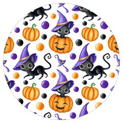 Halloween Cat Pattern Round Trivet by designsbymallika