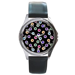 Eye Halloween Pattern Round Metal Watch by designsbymallika