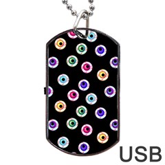 Eye Halloween Pattern Dog Tag Usb Flash (two Sides) by designsbymallika