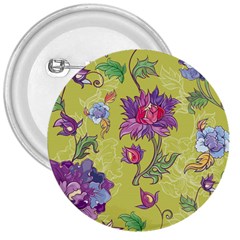 Blue Purple Floral Pattern 3  Buttons by designsbymallika