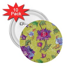 Blue Purple Floral Pattern 2 25  Buttons (10 Pack)  by designsbymallika