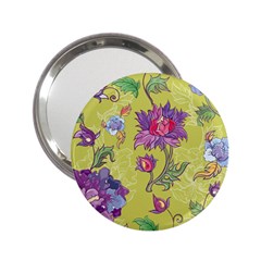 Blue Purple Floral Pattern 2 25  Handbag Mirrors by designsbymallika