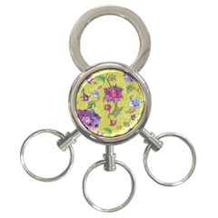 Blue Purple Floral Pattern 3-ring Key Chain by designsbymallika