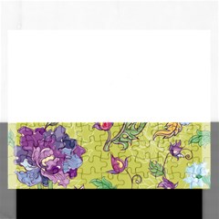 Blue Purple Floral Pattern Rectangular Jigsaw Puzzl by designsbymallika