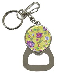 Blue Purple Floral Pattern Bottle Opener Key Chain by designsbymallika