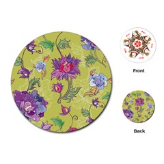 Blue Purple Floral Pattern Playing Cards Single Design (round)