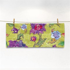 Blue Purple Floral Pattern Hand Towel by designsbymallika