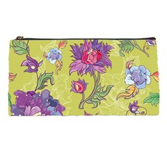 Blue Purple Floral Pattern Pencil Case by designsbymallika