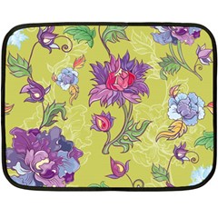 Blue Purple Floral Pattern Double Sided Fleece Blanket (mini)  by designsbymallika