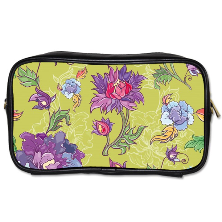 Blue Purple Floral Pattern Toiletries Bag (One Side)