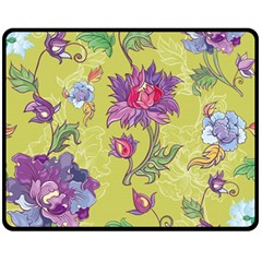 Blue Purple Floral Pattern Fleece Blanket (medium)  by designsbymallika