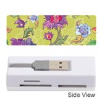 Blue Purple Floral Pattern Memory Card Reader (Stick) Front