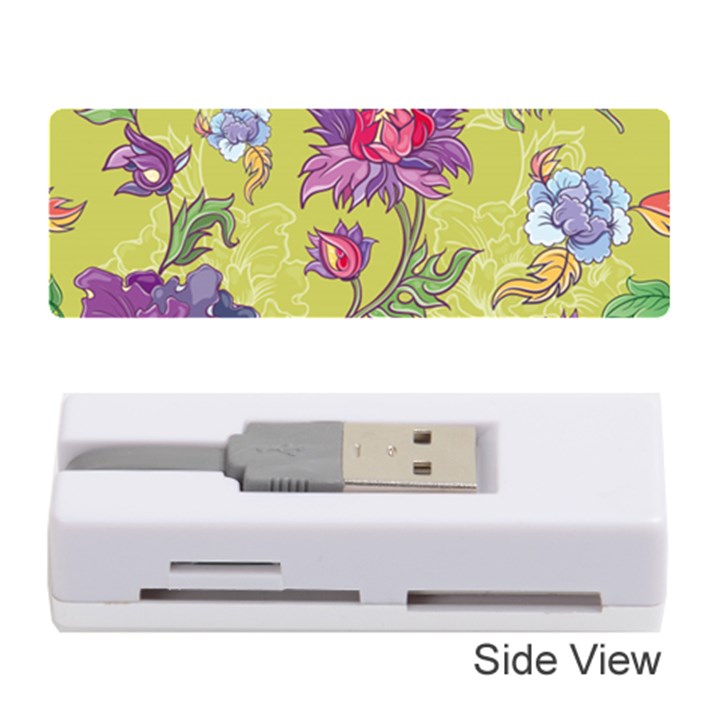 Blue Purple Floral Pattern Memory Card Reader (Stick)