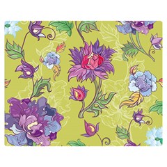 Blue Purple Floral Pattern Double Sided Flano Blanket (medium)  by designsbymallika