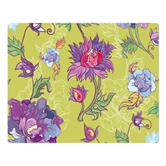 Blue Purple Floral Pattern Double Sided Flano Blanket (large)  by designsbymallika