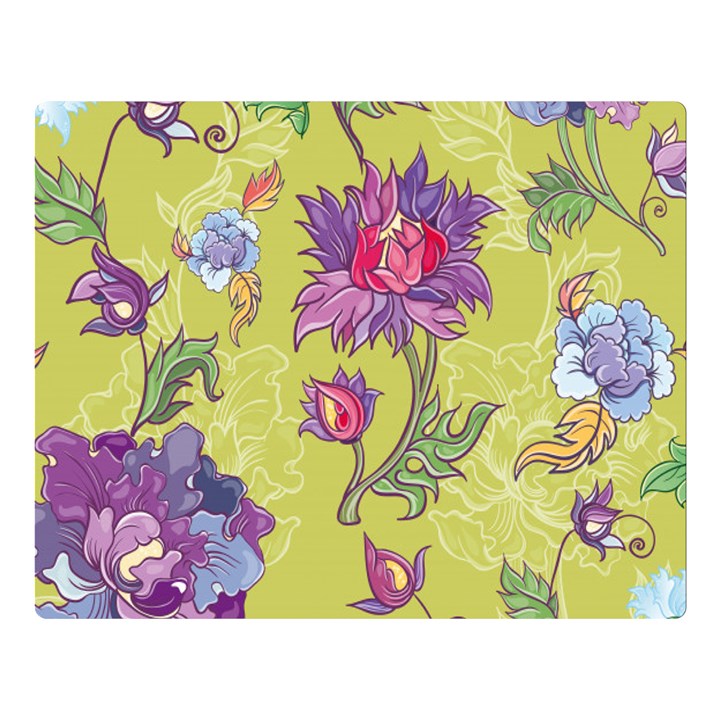 Blue Purple Floral Pattern Double Sided Flano Blanket (Large) 