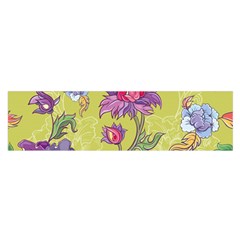 Blue Purple Floral Pattern Oblong Satin Scarf (16  X 60 ) by designsbymallika