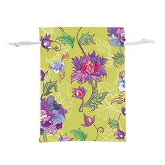 Blue Purple Floral Pattern Lightweight Drawstring Pouch (s) by designsbymallika