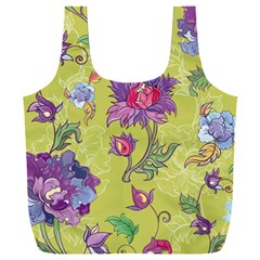 Blue Purple Floral Pattern Full Print Recycle Bag (xxl) by designsbymallika