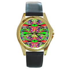 Lb Dino Round Gold Metal Watch by Thespacecampers