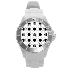 Abstract-polkadot 03 Round Plastic Sport Watch (l)