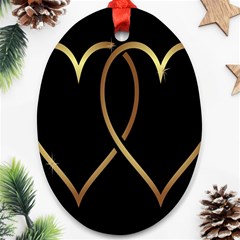 A-heart-black-gold Oval Ornament (two Sides) by nate14shop