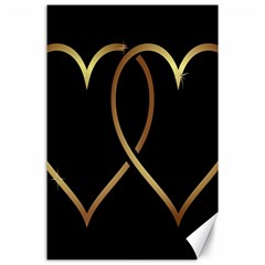 A-heart-black-gold Canvas 24  X 36  by nate14shop