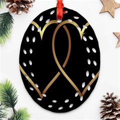 A-heart-black-gold Oval Filigree Ornament (two Sides) by nate14shop