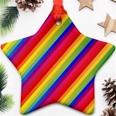 Rainbow-lines Star Ornament (two Sides) by nate14shop